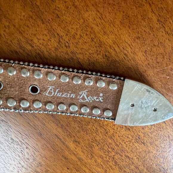 Blazin Roxx Mossy Oak Breakup Camo Leather Belt Size Small 38” end to end - Picture 11 of 13